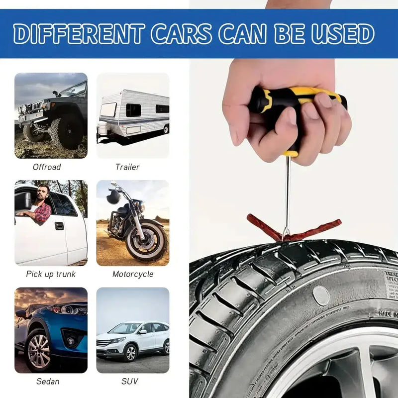 Car Tyre Repair Kit with Durable Strips & Super Glue by Habicare