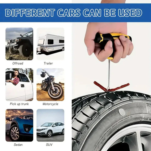 Car Tyre Repair Kit with Durable Strips & Super Glue by Habicare
