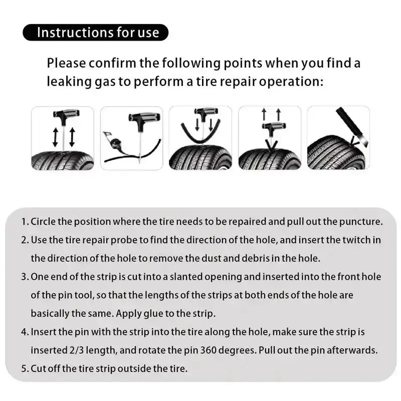 Car Tyre Repair Kit with Durable Strips & Super Glue by Habicare