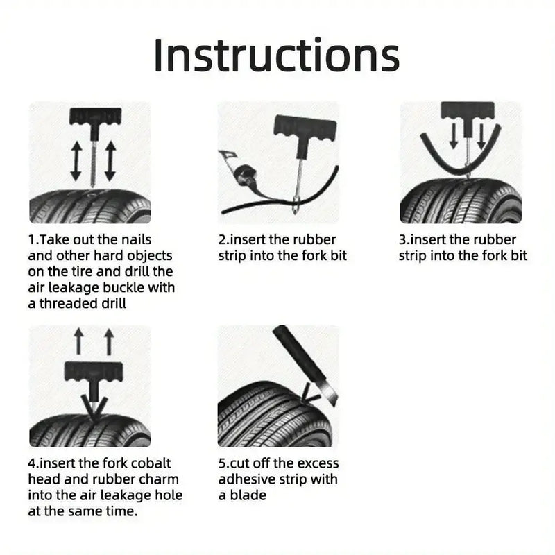 Car Tyre Repair Kit with Durable Strips & Super Glue by Habicare
