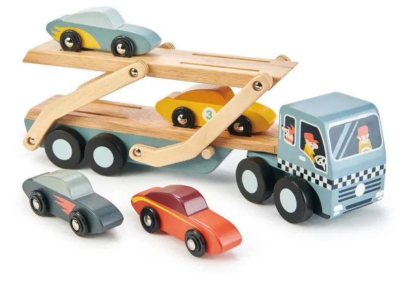 Wooden Car Transporter Truck Set - Tender Leaf Toys | Wooden Toys NZ by Curious Moonbeam