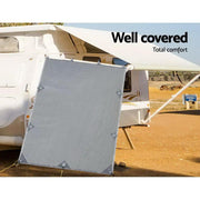 Caravan Privacy Screen Roll Out Awning 2.1x1.8M Sun Shade Pop Top End Wall Grey by SportZone.co.nz