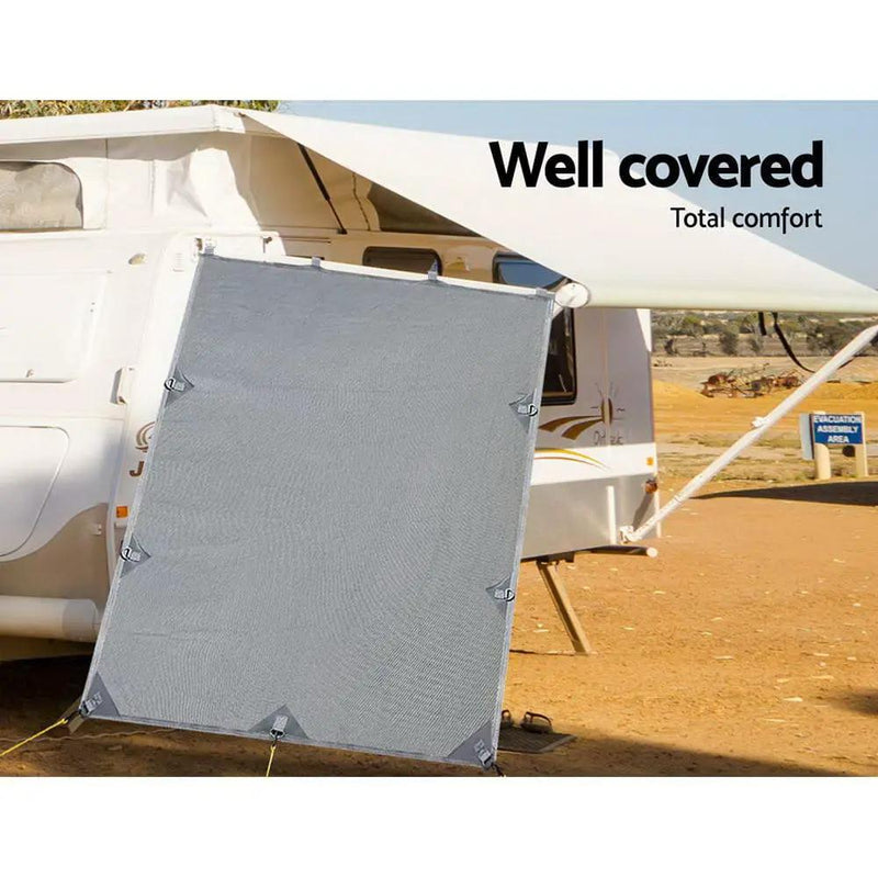 Caravan Privacy Screen Roll Out Awning 2.1x1.8M Sun Shade Pop Top End Wall Grey by SportZone.co.nz