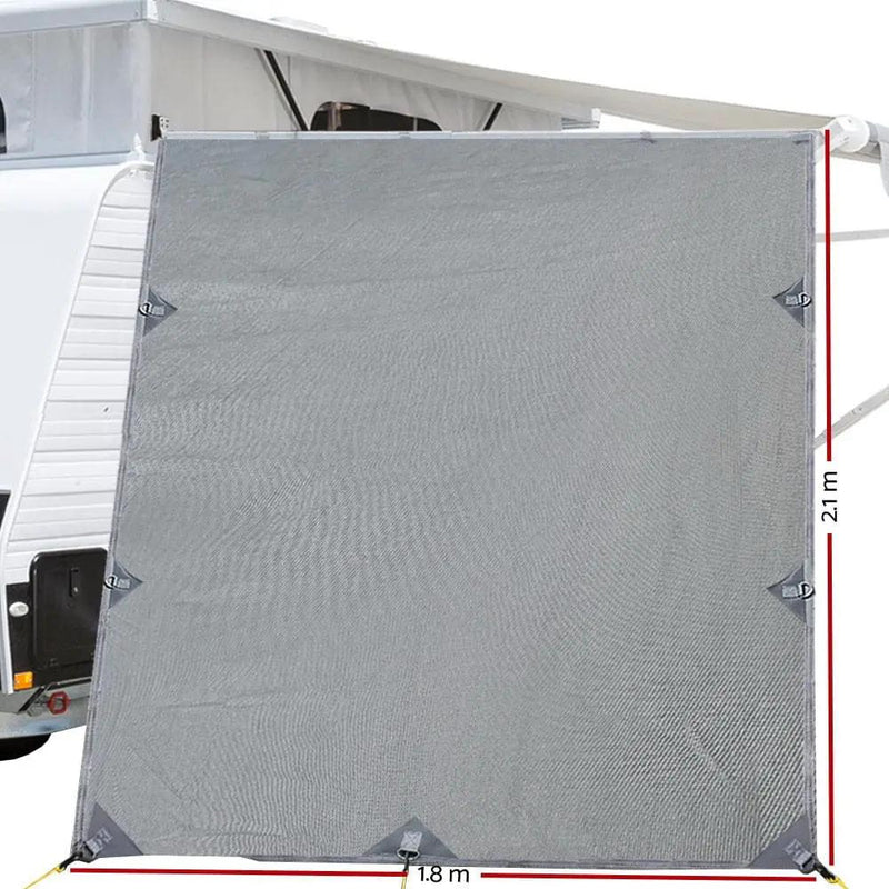 Caravan Privacy Screen Roll Out Awning 2.1x1.8M Sun Shade Pop Top End Wall Grey by SportZone.co.nz