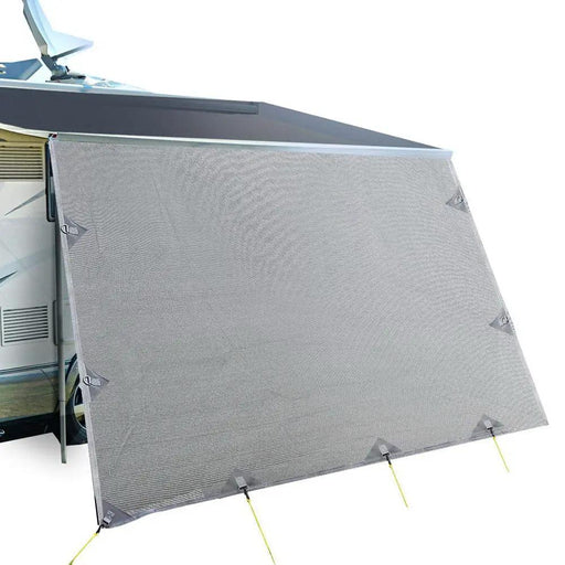 Caravan Privacy Screen Roll Out Awning 4.3X1.95M End Wall Side Sun Shade Grey by SportZone.co.nz