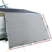 Caravan Privacy Screen Roll Out Awning 5.2x1.95M End Wall Side Sun Shade Grey by SportZone.co.nz