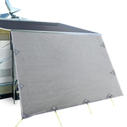 Caravan Privacy Screen Roll Out Awning 5.2x1.95M End Wall Side Sun Shade Grey by SportZone.co.nz
