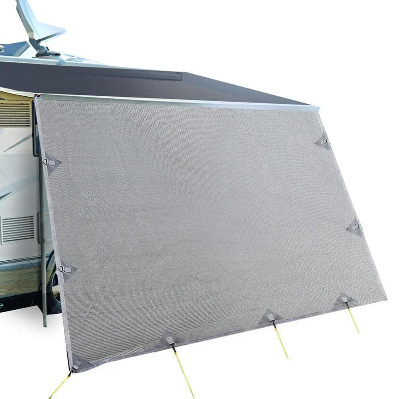 Caravan Privacy Screen Roll Out Awning 5.2x1.95M End Wall Side Sun Shade Grey by SportZone.co.nz