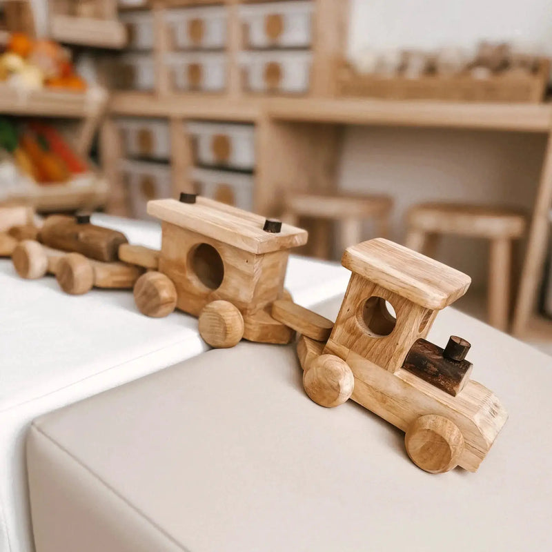 Wooden Cargo Train - QToys | Wooden Toy NZ by Curious Moonbeam