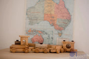 Wooden Cargo Train - QToys | Wooden Toy NZ by Curious Moonbeam