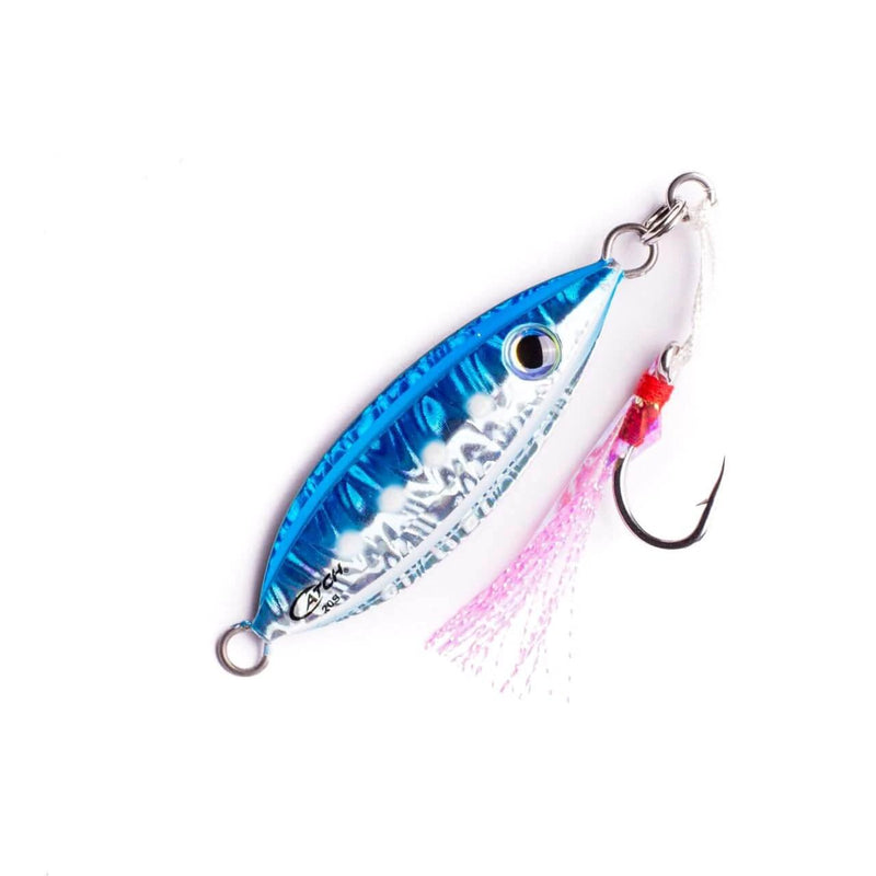 Baby Boss 20g fishing lure with bright holographic colors and a unique swimming action.