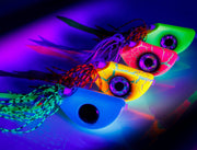 Catch Beady Eye Kabura 60g 80g 100g 120g 150g with Glow and UV in vibrant colors under UV light.