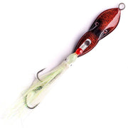 Boss Squid fishing jig with unique curved shape and vibrant colours, designed to attract various fish species.