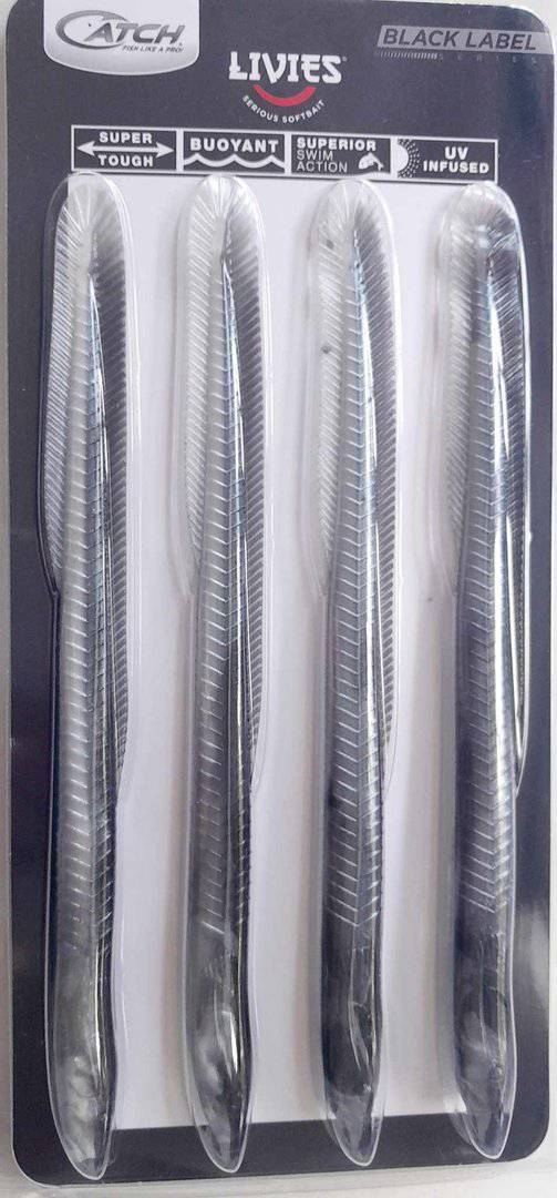 Catch Catch Black Label Livies Catch Livies Eels Tail 7in Silver Shadow