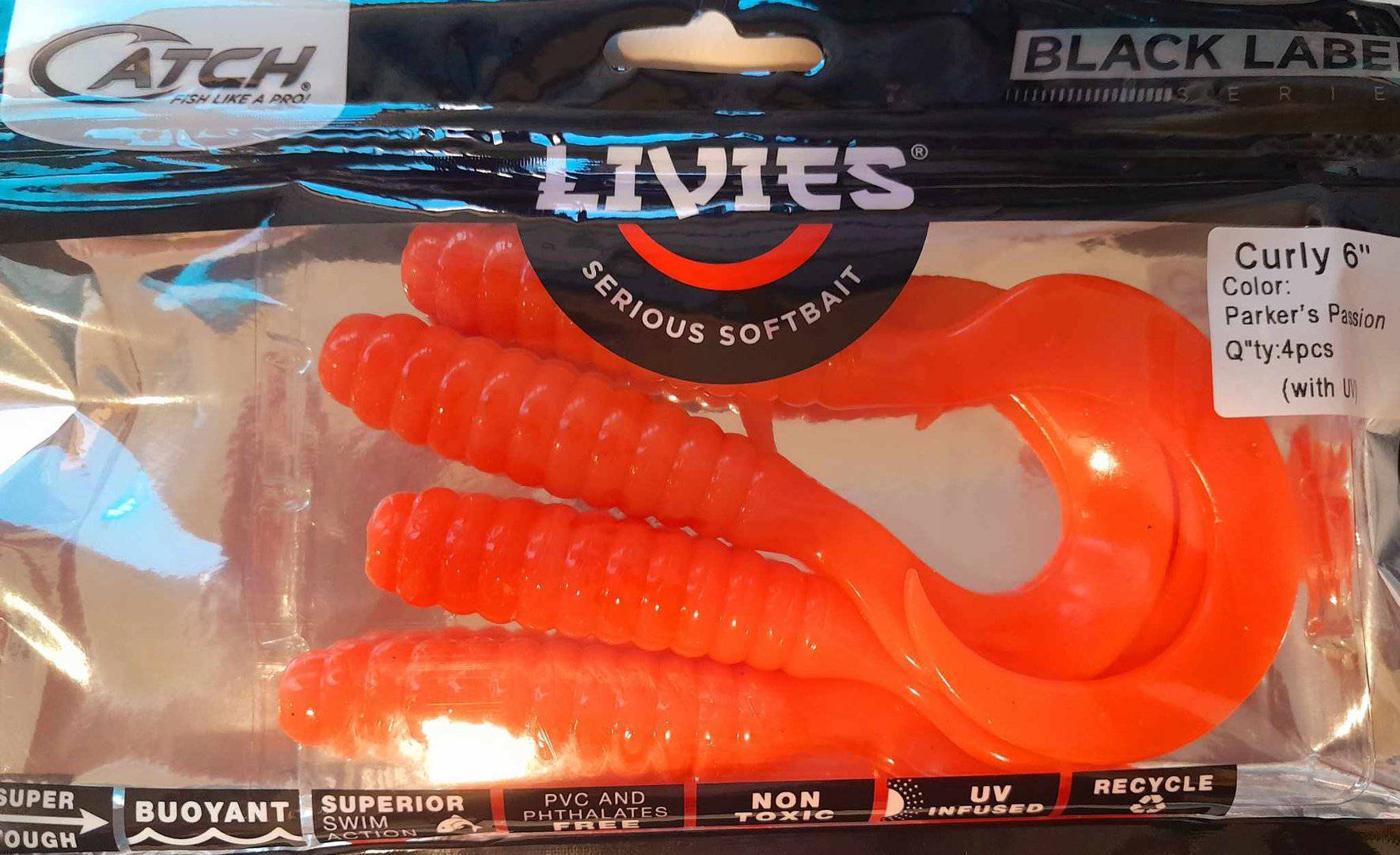 Catch Livies Curly Tail 6in Parkers Passion - Action Outdoors Kiwi