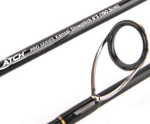 Catch Kensai Slow Pitch Jigging Rod 6ft 3in detail showing brand and guide design.