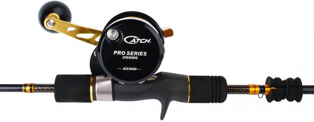 Catch Combo 150g Kensai/JGX3000 163244 Kensai Rod with outer carbon wrap JGX3000 Reel 166096 spooled with braid - Action Outdoors Kiwi