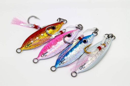 The Boss Slow Pitch Jig 80 100 150G x 4 Color - Set of colorful jigs for effective fishing.