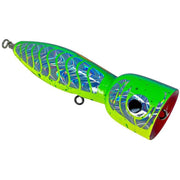 Handmade Popper Charlie Chugga in vibrant green with colorful patterns and shiny finish.