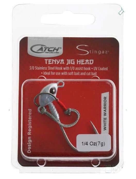Catch Jig Head w/ Assist Hook White Warrior 1/4oz fishing tackle with assist hook for snapper and reef species.