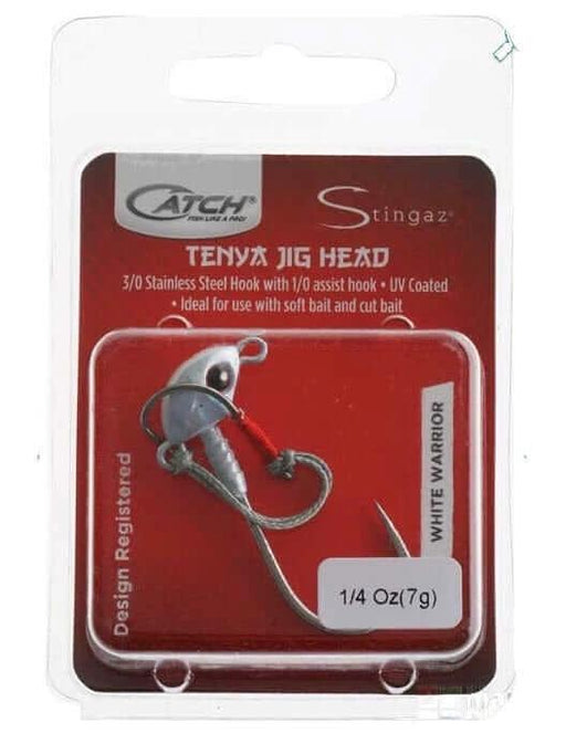 Catch Jig Head w/ Assist Hook White Warrior 1/4oz fishing tackle with assist hook for snapper and reef species.