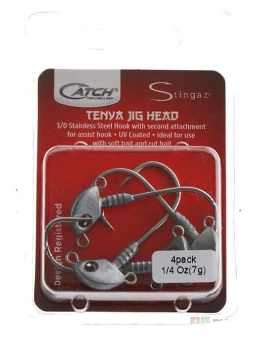 Catch Singaz Tenya Jig Heads 3/0 Pack 1/4oz lightweight jig heads for subtle presentations.