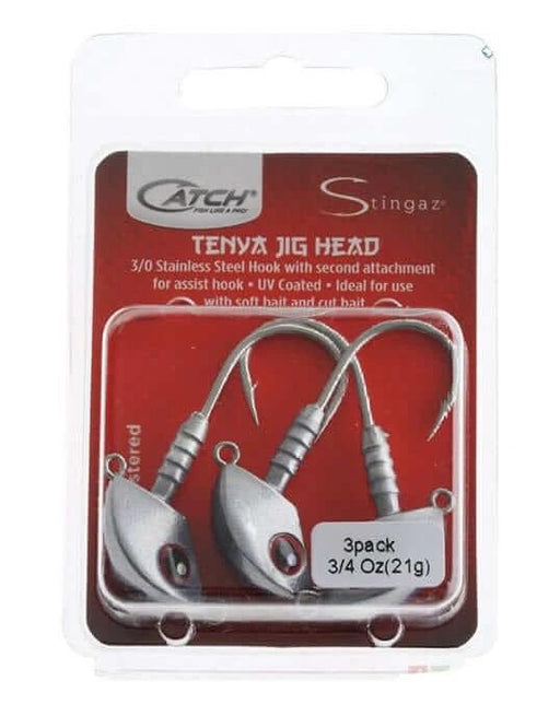 Catch Stingaz Tenya Jig Heads 3/0 Pack 3/4oz - Durable jig heads for targeting large bottom dwellers.