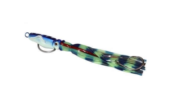 750g Catch Squidwings Blue Glow lure with vibrant colors and  glowing design for deep water fishing.