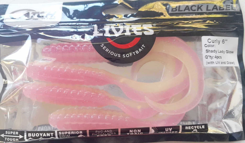 Catch Soft Bait Catch Livies Curly Tail 6in Shady Lady Glow