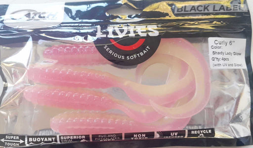 Catch Soft Bait Catch Livies Curly Tail 6in Shady Lady Glow