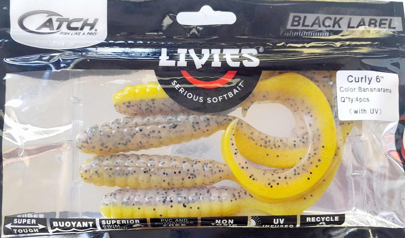 Catch Soft Bait Catch Livies Curly Tail Bait 6in Bananarama