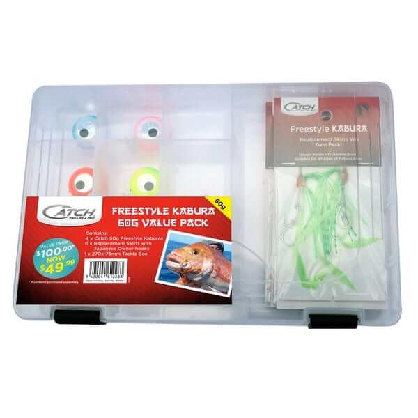 Catch Value Pack Catch 5 x 60g/80g  Kabura Value Pack in tackle box