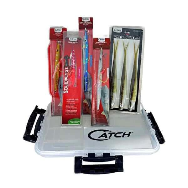 Catch Kingfish Value Pack With Tackle Box Version 3 featuring various lures and tackle box.