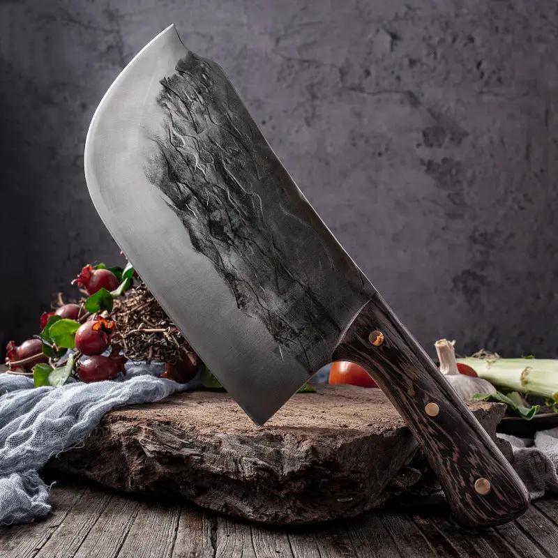 Chopping Knife Thickening Bone-chopping Knife Forging Old Kitchen Knife Brown by China Dropship