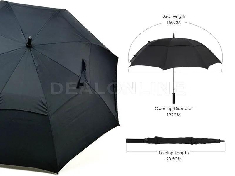 Navy Double-Canopy Umbrella Windproof 150CM Large Auto-Open +Cover by dealonline.co.nz