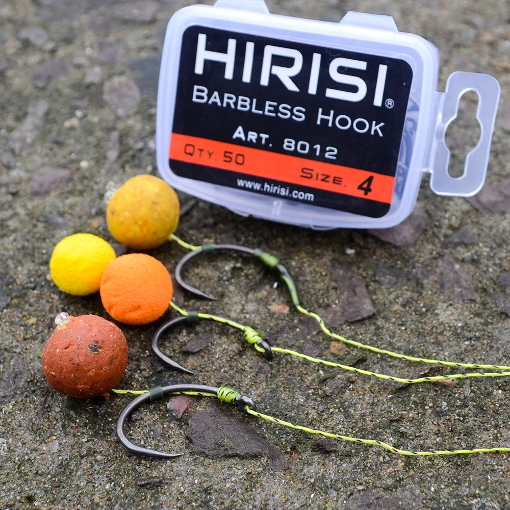 Hirisi 50pcs  Coating High Carbon Stainless Steel Barbless Hooks 8012 Fishing Hook Fishing Tool Accessories - Action Outdoors Kiwi
