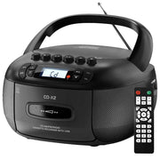 CD Cassette Boombox with Bluetooth & Radio (Red & Black) by Habicare