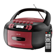CD Cassette Boombox with Bluetooth & Radio (Red & Black) by Habicare