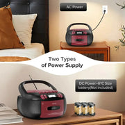 CD Cassette Boombox with Bluetooth & Radio (Red & Black) by Habicare