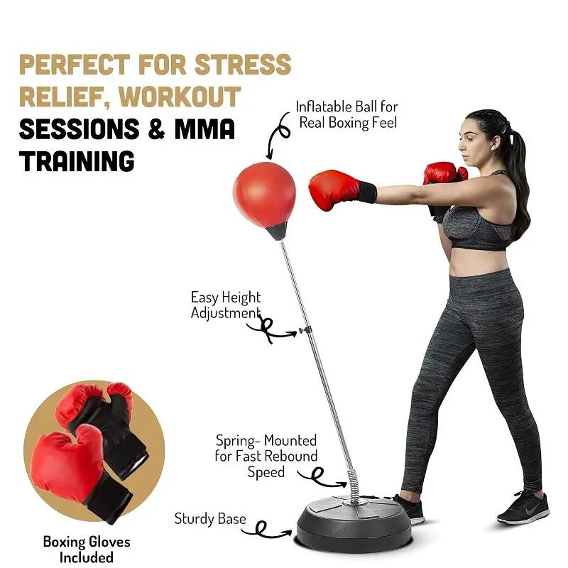 Punch Speed Ball Gloves Set Free Standing Punching Boxing Bag Home GYM Training by dealonline.co.nz