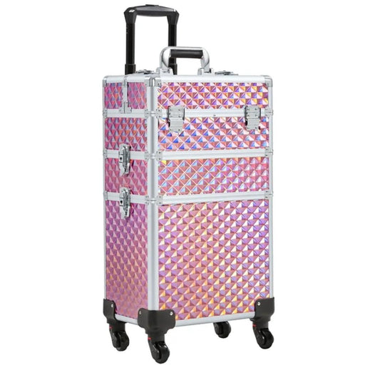 3-in-1 Rolling Makeup Train Case Portable Cosmetic Trolley by Yaheetech