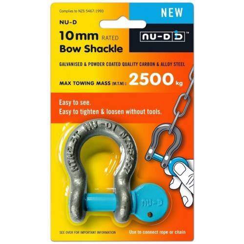 SHACKLE Easy Open Key BOW 10mm x 2500KG - Action Outdoors Kiwi