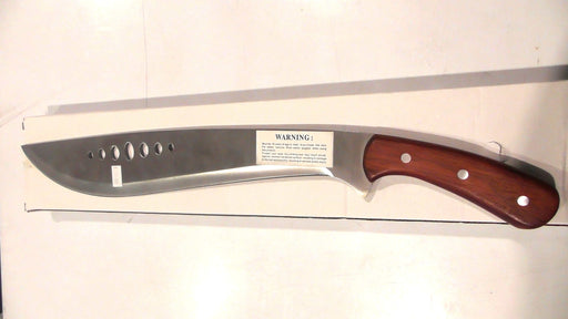 Machette 16inch S/S Blade with Sheath displayed on a white background, featuring a stainless steel blade and wooden handle.