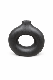 Frankly Cotton Black Sculptural Donut Vase by Nest & Stem Homewares