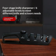 4-in-1 Quick Knife Sharpener Whetstone For The Kitchen Red and black Bagged by China Dropship