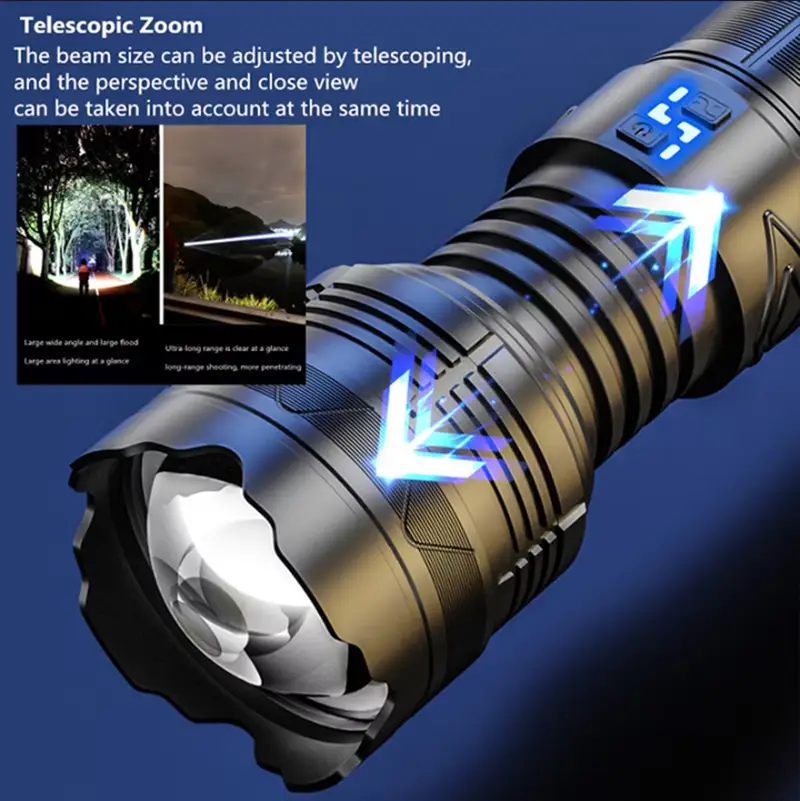 Long Range Powerful USB Input and Output Rechargeable LED Flashlight 30W 1500m by dealonline.co.nz