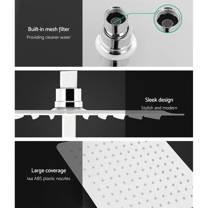 Cefito 10'' Rain Shower Head Set Handheld Square High Pressure Mixer Tap Chrome by SportZone.co.nz