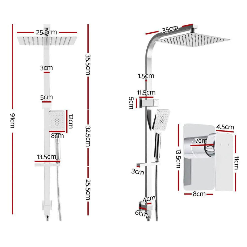 Cefito 10'' Rain Shower Head Set Handheld Square High Pressure Mixer Tap Chrome by SportZone.co.nz