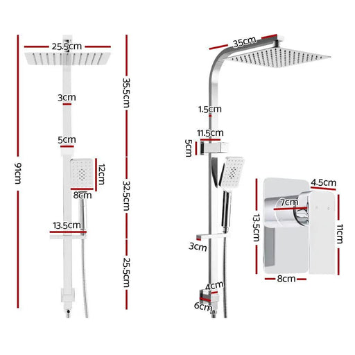 Cefito 10'' Rain Shower Head Set Handheld Square High Pressure Mixer Tap Chrome by SportZone.co.nz