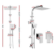 Cefito 10'' Rain Shower Head Set Handheld Square High Pressure Twins Tap Chrome by SportZone.co.nz